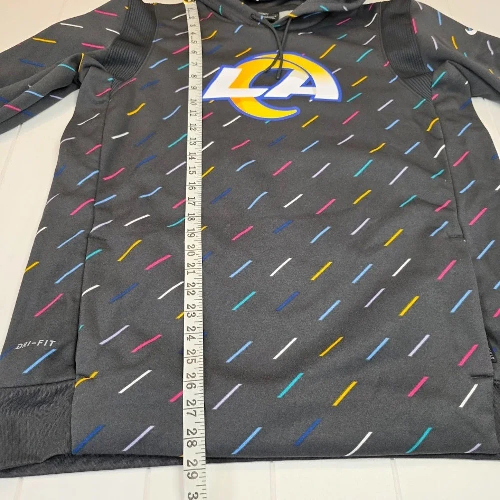 Nike LA Rams Mens L Crucial Catch Cancer Hoodie Colorful Gray NFL OnField DriFit